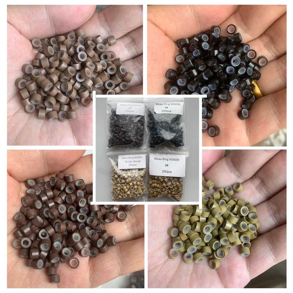 500 шт. миниатюрные кольца с силиконовой подкладкой 5,0*3,0*3,0 мм бусины-цепочки для самостоятельного изготовления ювелирных изделий, инструмент для обжима процесса соединения волос