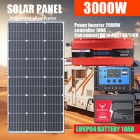 3000W6000W Solar Panel Kit with Inverter 12V 18V High Efficiency Power Bank  Glass Roof Mounted for Homes, RVs ,Boats