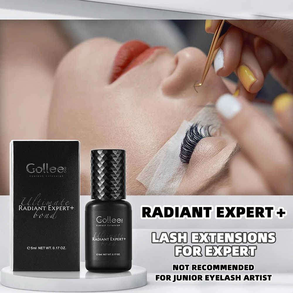 Gollee Eyelash Glue 0.5s Fast Dry Lash Glue for Salon Artist 6-8 Weeks Strong Eyelashes Extensions Glue Profession Lashes Makeup