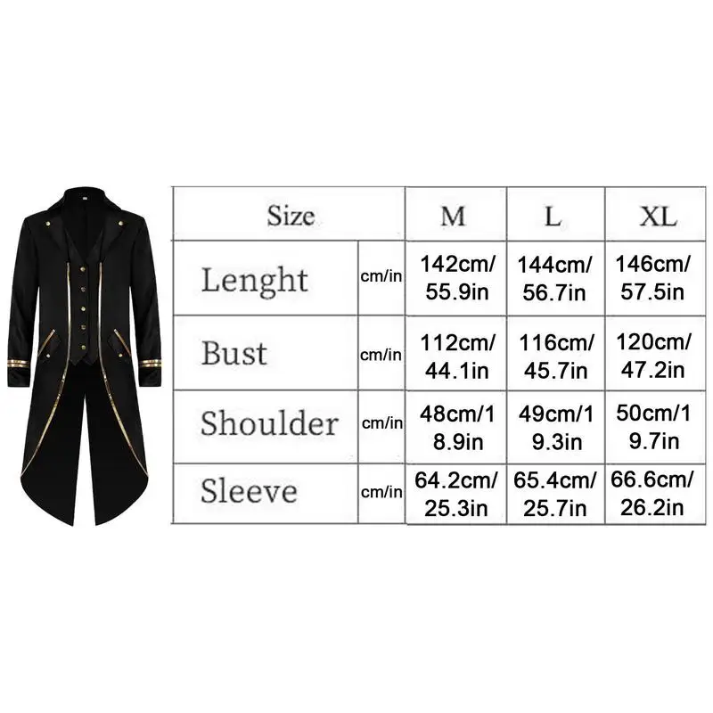 Tailcoat Vintage pour Halloween, Costume Gothique, Veste Victorienne, Costume Médiéval, ixCosplay