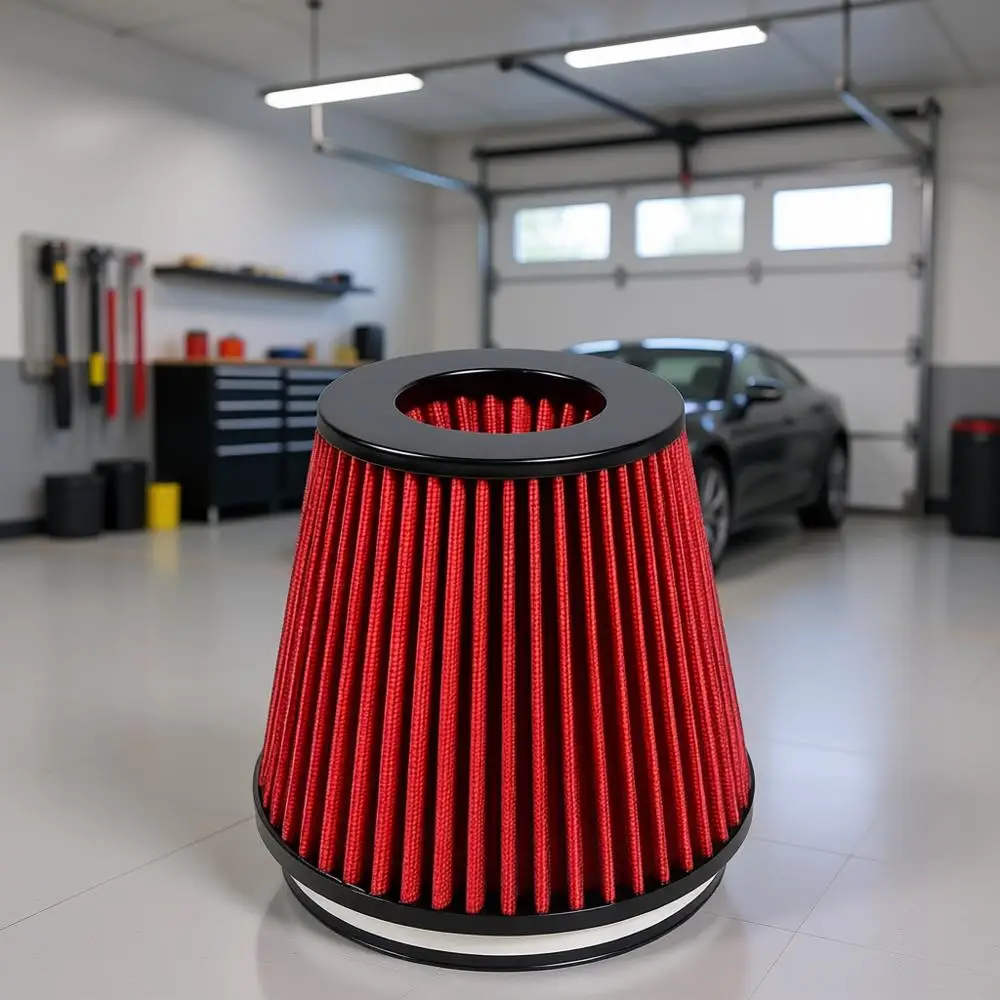 

6 152mm Reusable Washable Dry Air Filter, Cold Air Intake Filter, High Flow Air Filter Red