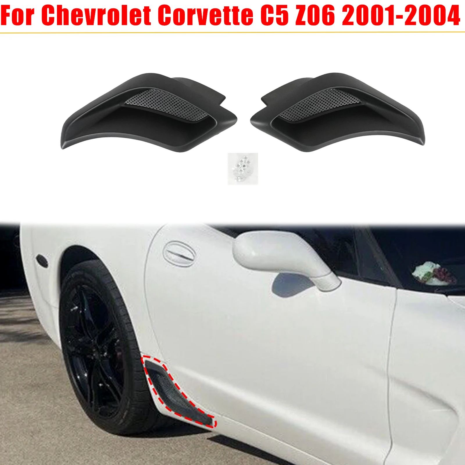 

For Chevrolet Corvette C5 Z06 2001-2004 Rear Brake Duct Scoop Vent Kit Glossy Black Carbon Fiber Painted Car Accessories