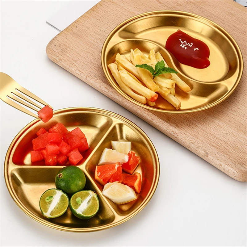 Stainless Steel Korean Sauce Dish Round Seasoning Serving Tray Soy Sauce Spice Condiment Dipping Plate Hotpot Barbecue Tableware