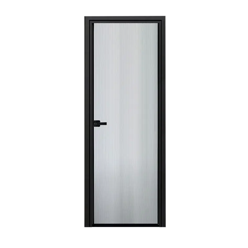 Extremely narrow bathroom door  simple aluminum alloy toilet swing door ultra-white Changhong tempered glass toilet door