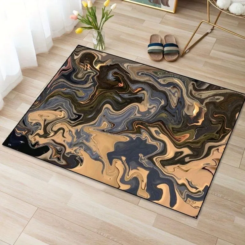 Emerald Green Marvel Gold Marble Area Rug  Abstract Decorative Carpets and Floor Mats for Home Indoor Rug with A Luxurious Touch