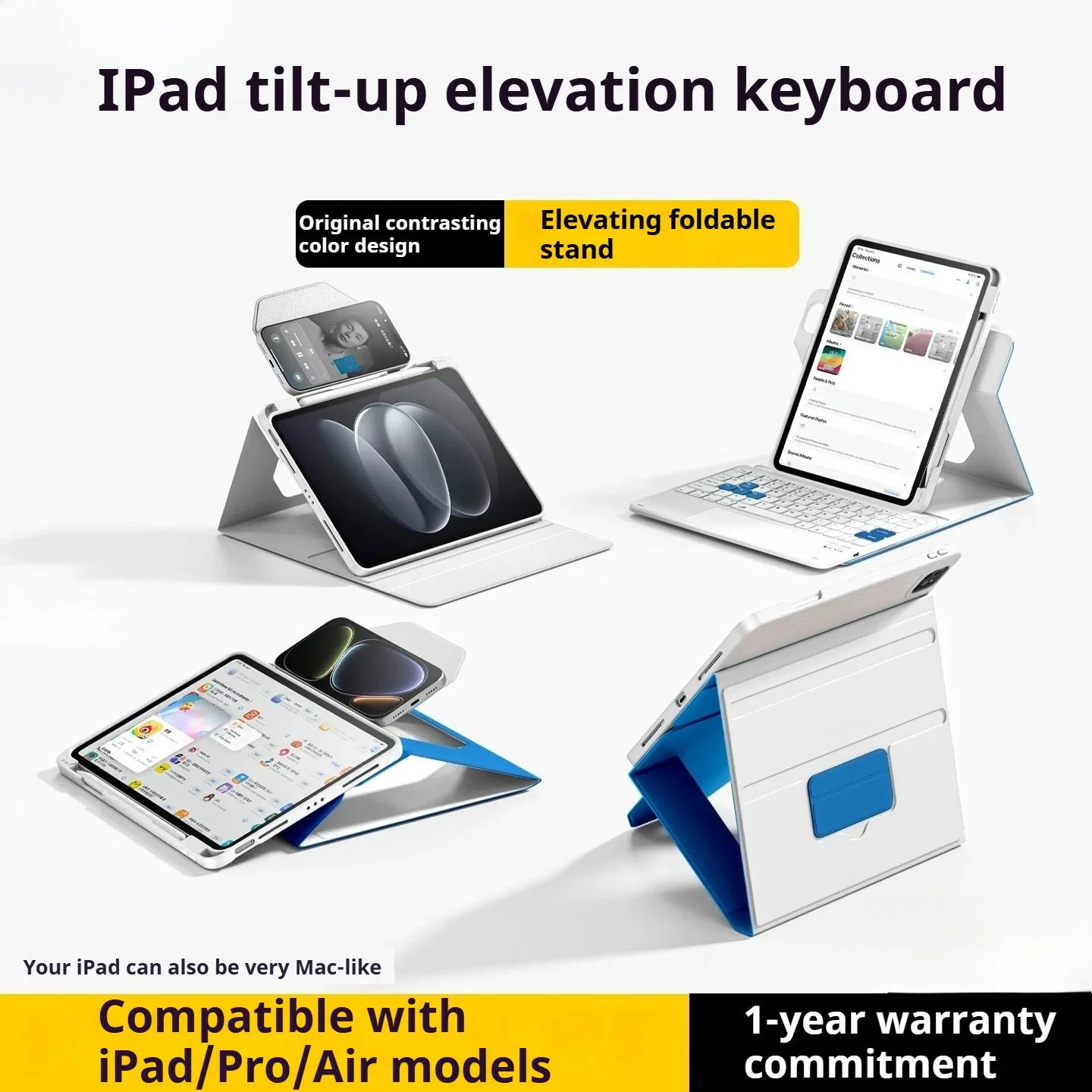 RBP Keyboard Case iPad (A16) 11/10th Gen Touch Trackpad, iPad Air 45678th Gen Pro 11 5/6th Gen Height Increasing Lifting Bracket