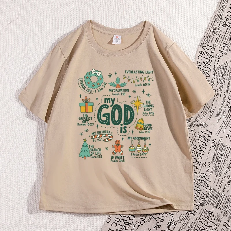 

Retro Religious Christmas T Shirt My God Is Tshirt Jesus Is The Reason Tee Christian Holiday T-shirts Funny Causal Clothes