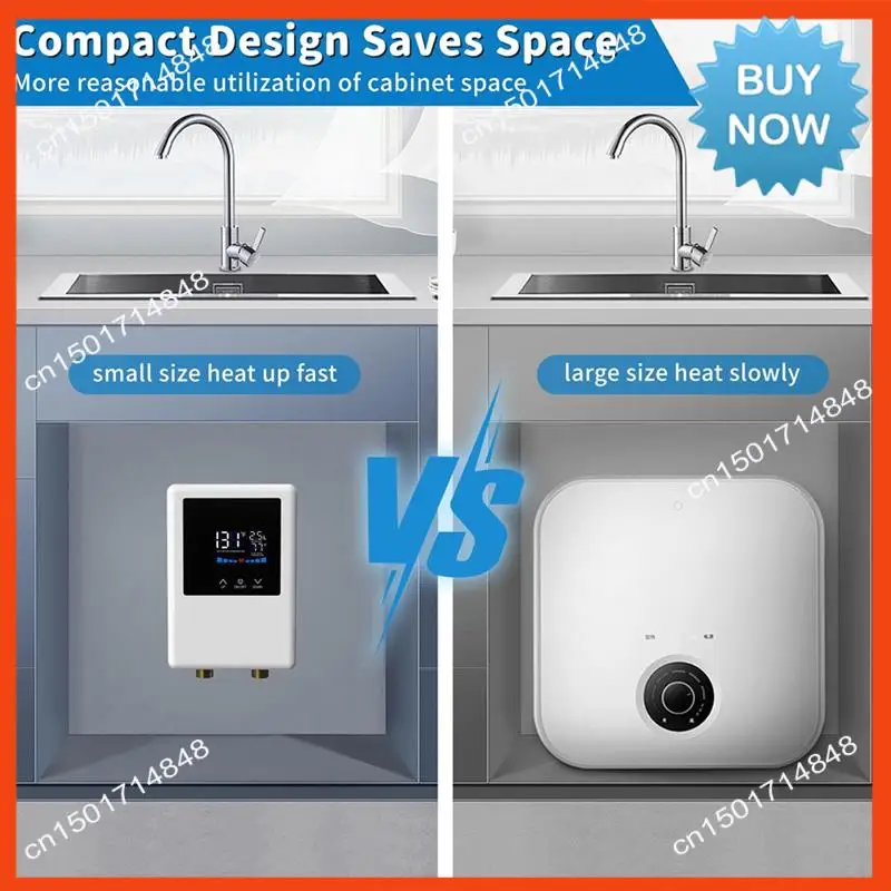 سخان مياه BISM كهربائي، سخان مياه ساخن فوري بقدرة 5500 وات مع جهاز تحكم عن بعد وسخان مياه بشاشة LCD تعمل باللمس