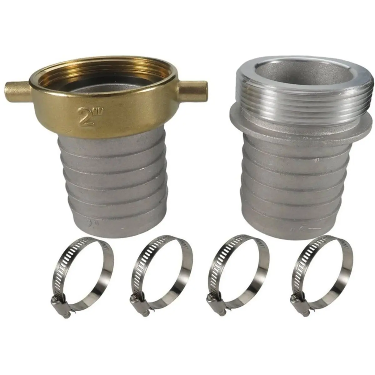 2 Inch Aluminum Pin Lug Hose Shank Fitting Set, 2