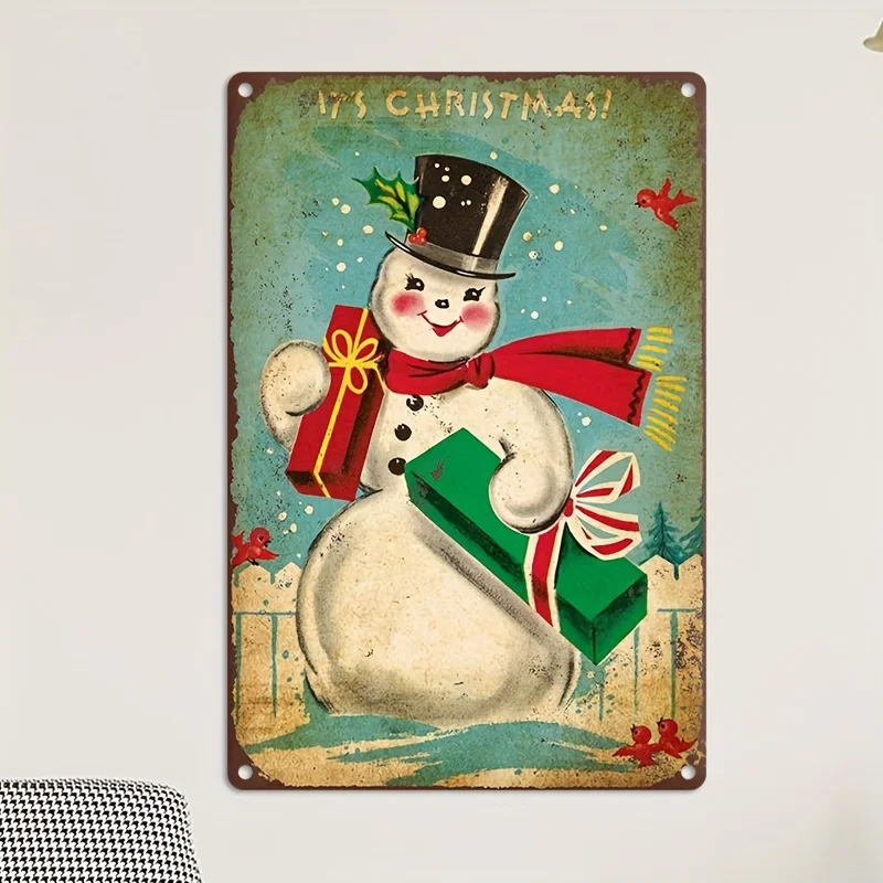 Sinais de metal de natal de boneco de neve vintage sinais de quintal de férias para casa sala de estar festa de inverno decoração de natal ao ar livre