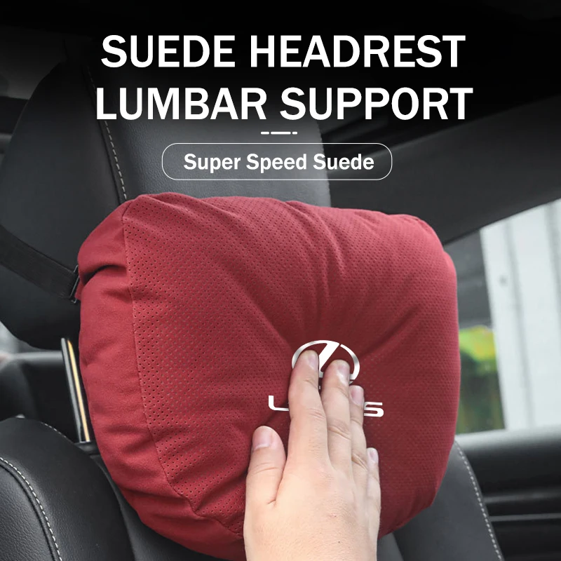 Suede Car Headrest Lumbar Neck Pillow Support Comfort Cushion For Lexus GX470 LS400 LX470 LX570 RC350 UX250h ES350 RX450h