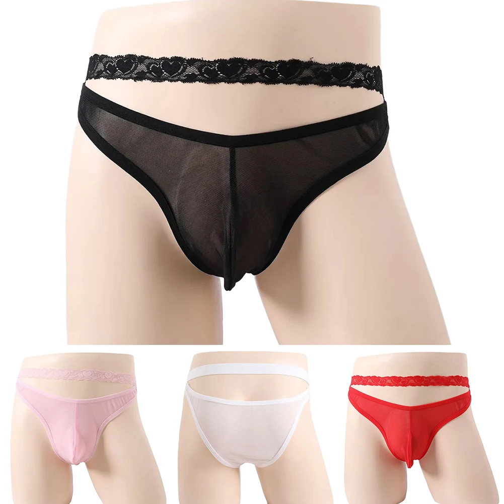 

Мужские трусы Sissy Sexy Tyoy, мужские кружевные прозрачные трусы с тонкой сеткой, U-образная выпуклая сумка, мужские трусы-стринги с низкой посадкой, нижнее белье, мягкие трусы для мужчин