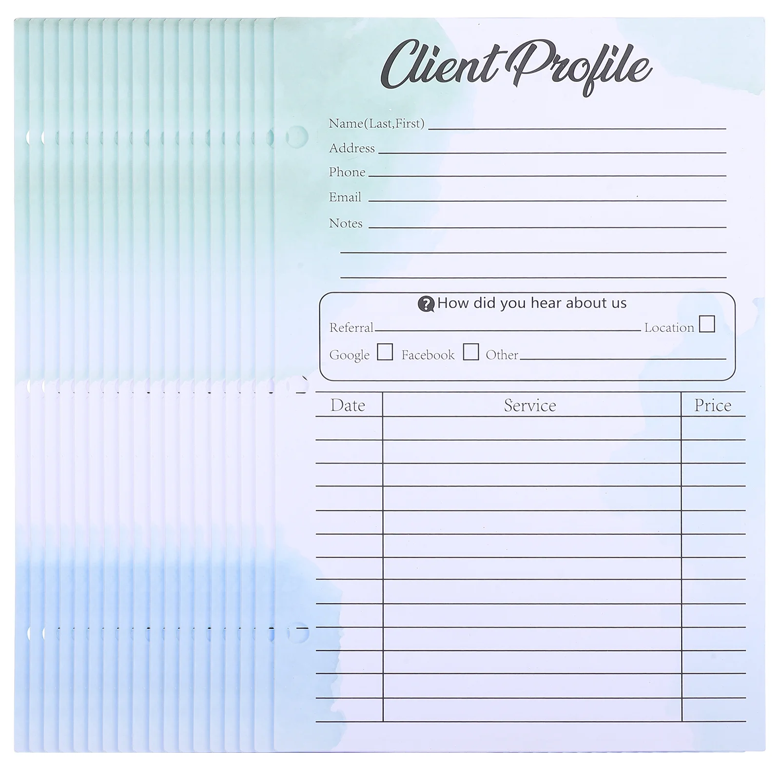 

50pcs Client Profile Cards Hole Design For Binder Information Recording Sheet For Salons Barbers Stylists Customer Record Paper