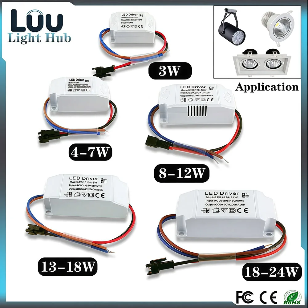 LED Driver 3W 7W 12W 15W 18W 24W Drive Power Unit Lighting Transformers DC 250-280mA For LED Panel Lights Ceiling Lights