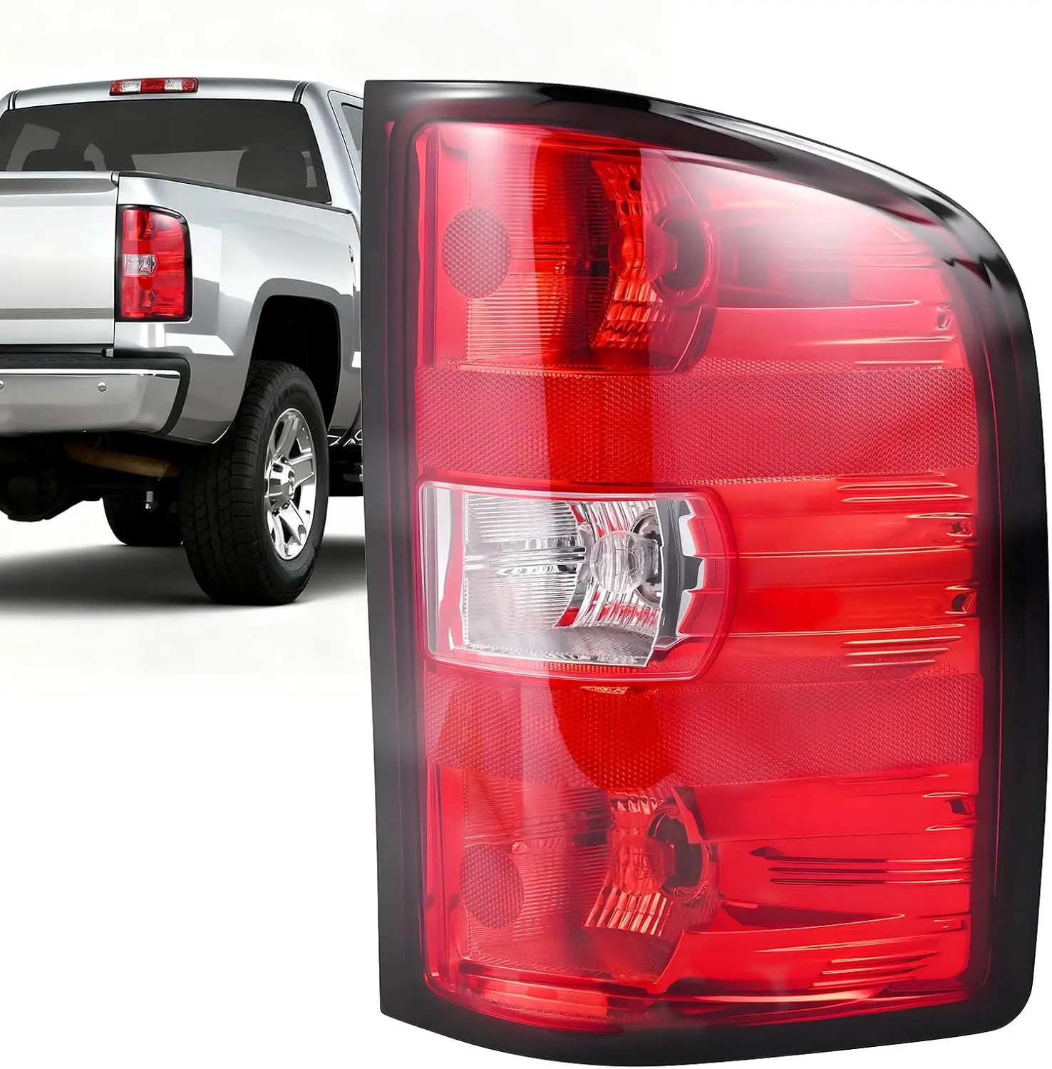 

Tail Light Assembly for 2007-2013 Chevy Silverado 1500 2500HD 3500HD, Right Side with Bulbs
