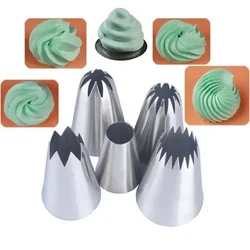 5PCS/Set Large Round Multi-Toothed Set Mounted Mouth Set Cake Biscuit Cream Baking Tools 304 Stainless Steel Baking Tools