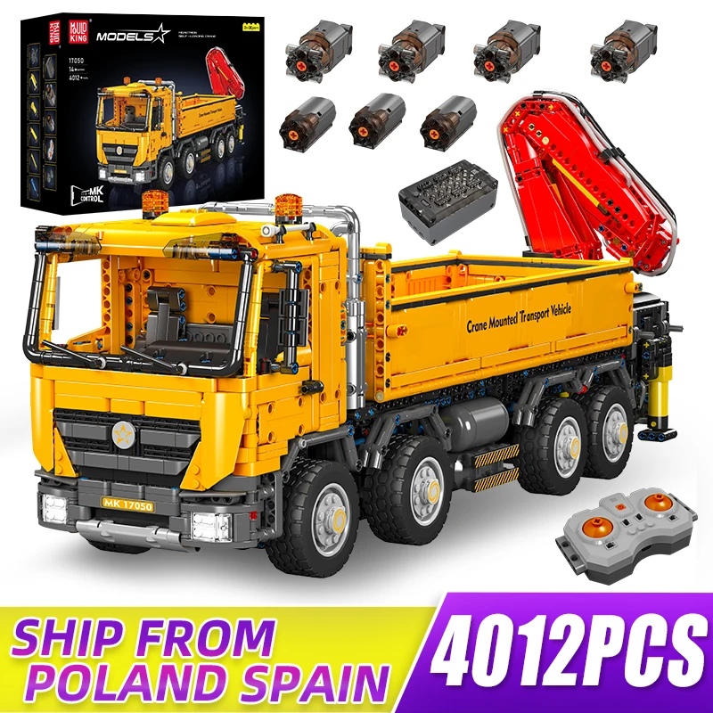 MOULD KING 17050 Technical Crane Mounted Transport Vehicle Building Toy Remote control Self-Loading Crane Truck Blocks Set Gift