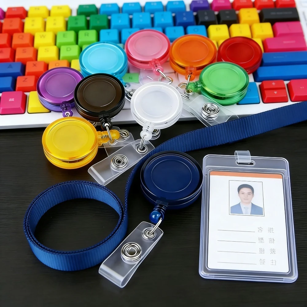 5Pcs/Set Plastic Badge Reels Retractable ID Tag Clips Easy To Pull Pass Work Card Clips Working Permit Case Clips Badge Reel
