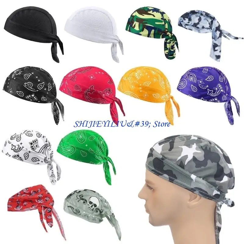 E21F Cool Pirate Hat for Women Men Fashion Turban Cap Adjustable Jacquard Slouchy Hat