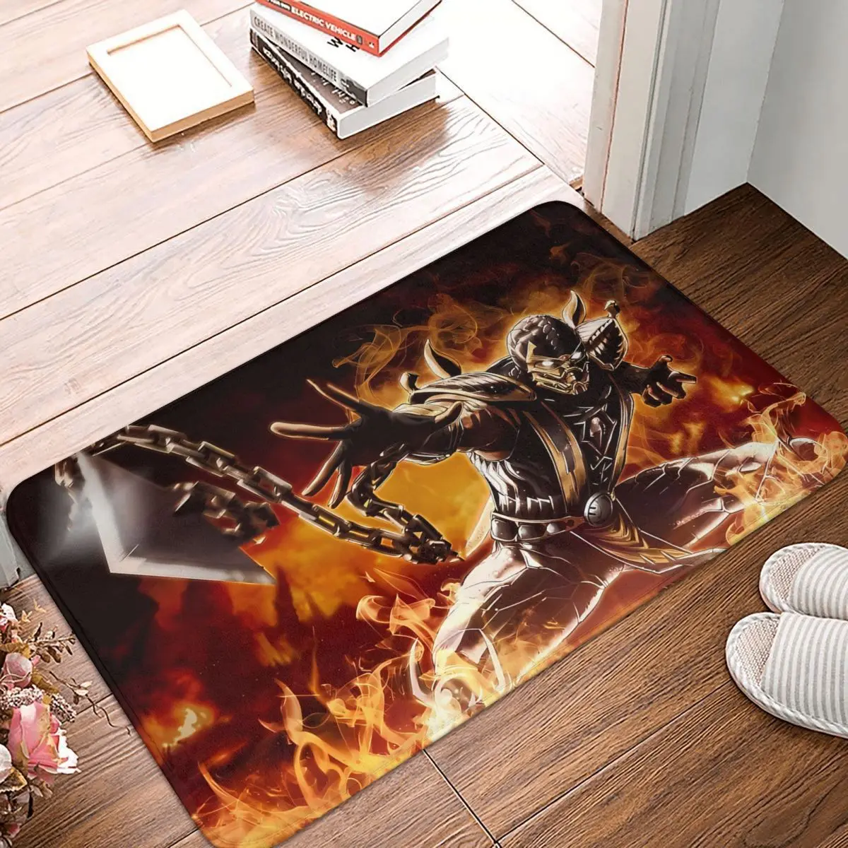 Game Mortal Kombat Anti-Slip Doormat Bath Mat Scorpion Fire Hallway Carpet Entrance Door Rug Home Decor