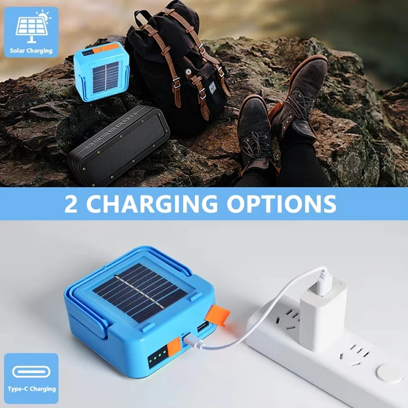 Holofote LED solar recarregável ABPQ - Holofote externo USB, lâmpada poderosa de construção de projetor para visibilidade aprimorada