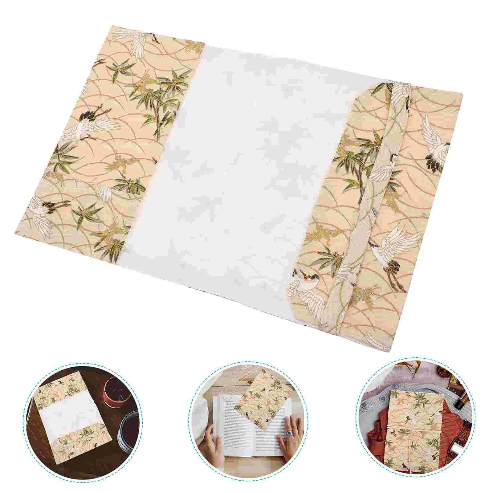 Crane Cloth Delicate Book Sleeve Protector Adjustable Notepad Cover Student Stationery Chic A5 Size Decor