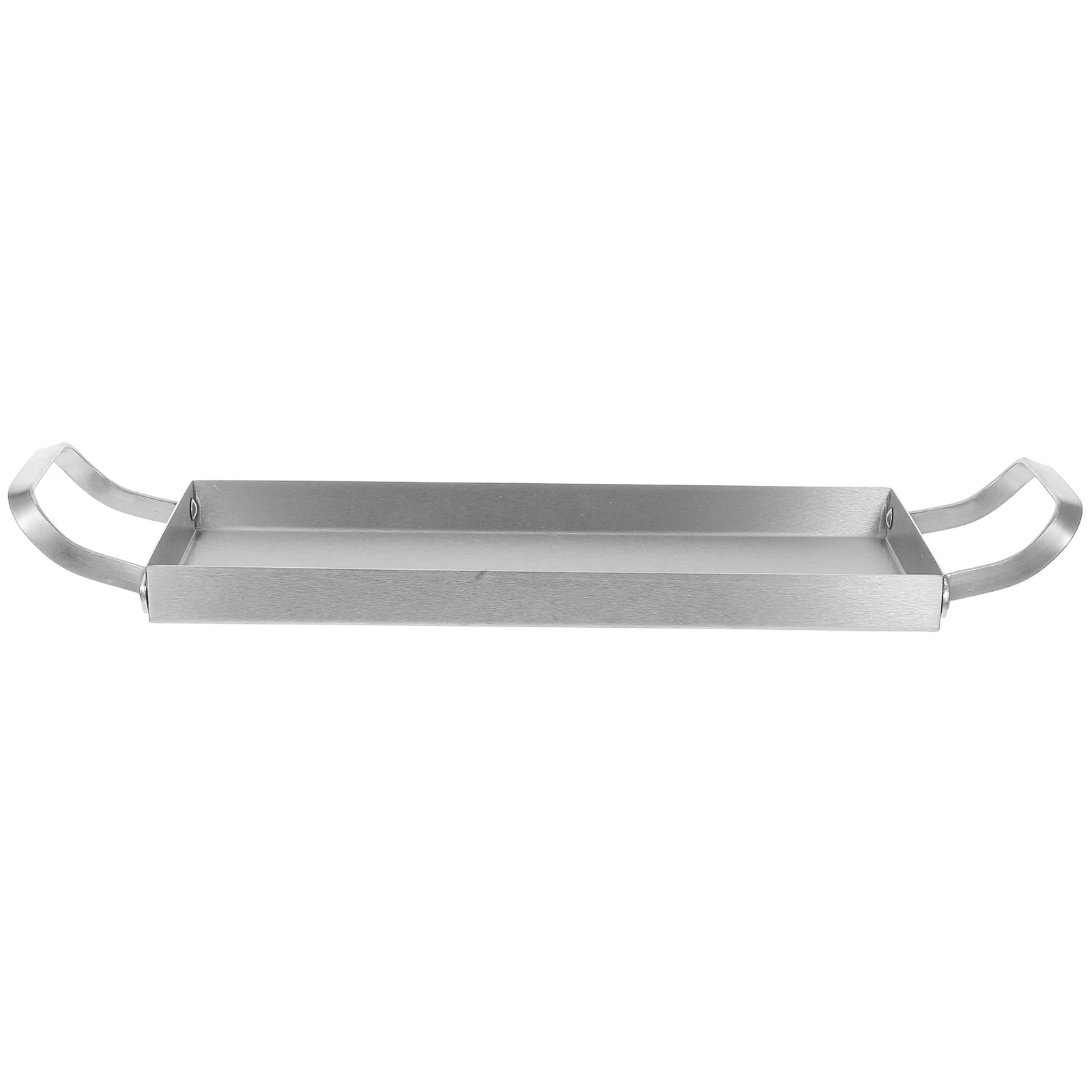 

Stainless Steel Serving Tray Dual Handles Bbq Dessert Appetizer Plates Flat Rectangular Party Cake Platter Kitchen