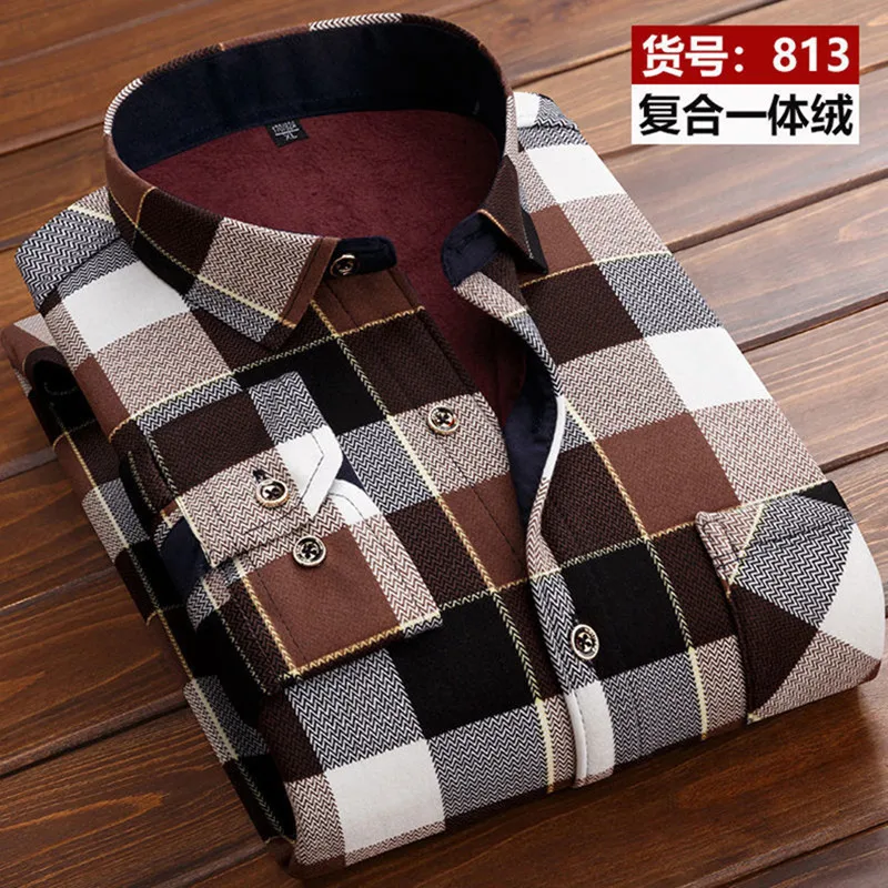 2024 Winter New arrival Men\'s Fashion Casual Long Sleeve Shirt autumn Men Fleece Thick Warm High Quality Large Size Shirt M-4XL