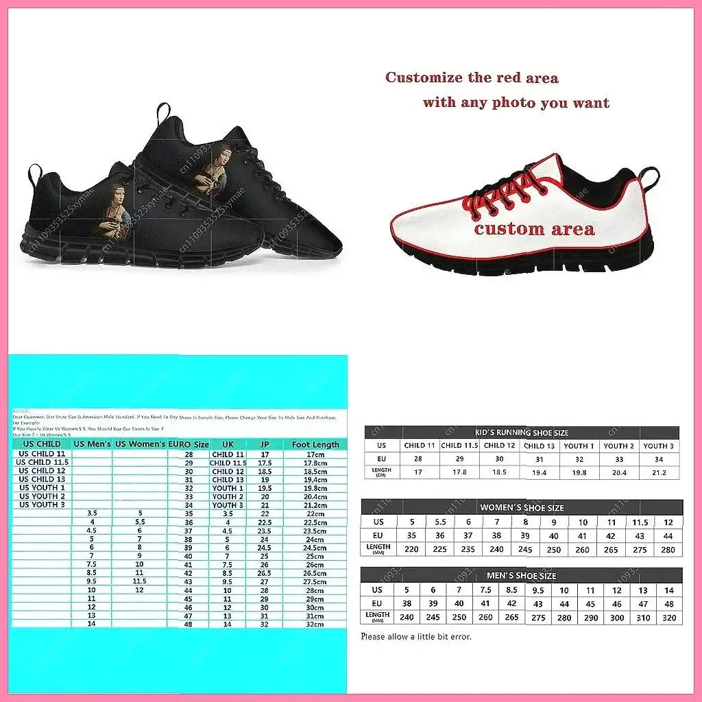 Customizable Couple Sneakers | High-Quality Unisex Sports Shoes Inspired by Lady with an Ermine
