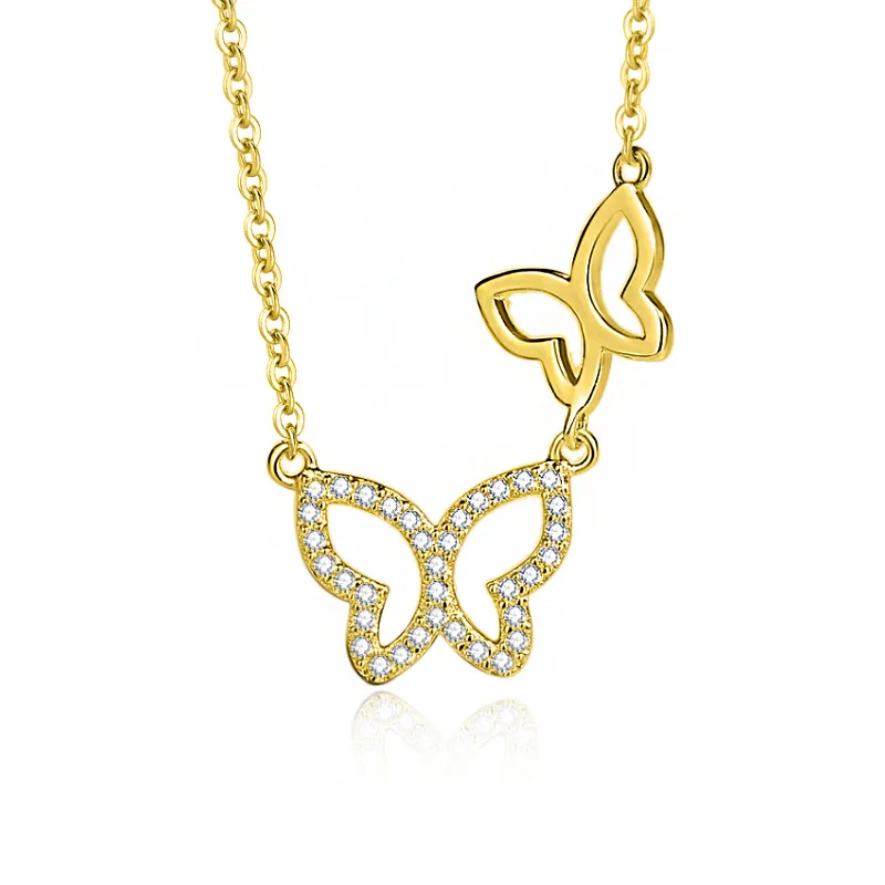 

S925 Silver Micro-Inlaid Super Flash Diamond Butterfly Necklace for Women Fresh Sweet Clavicle Chain GIA Certified Valentine's