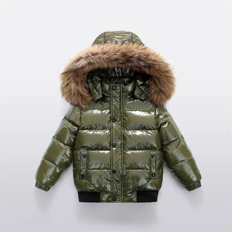 2-10Y Kinder Echte Daunenjacke Kinder Großer Pelzkragen Verdickte Jungen Mädchen Warme Jacke Wasserdicht Teenager Wintermantel – Detail 7