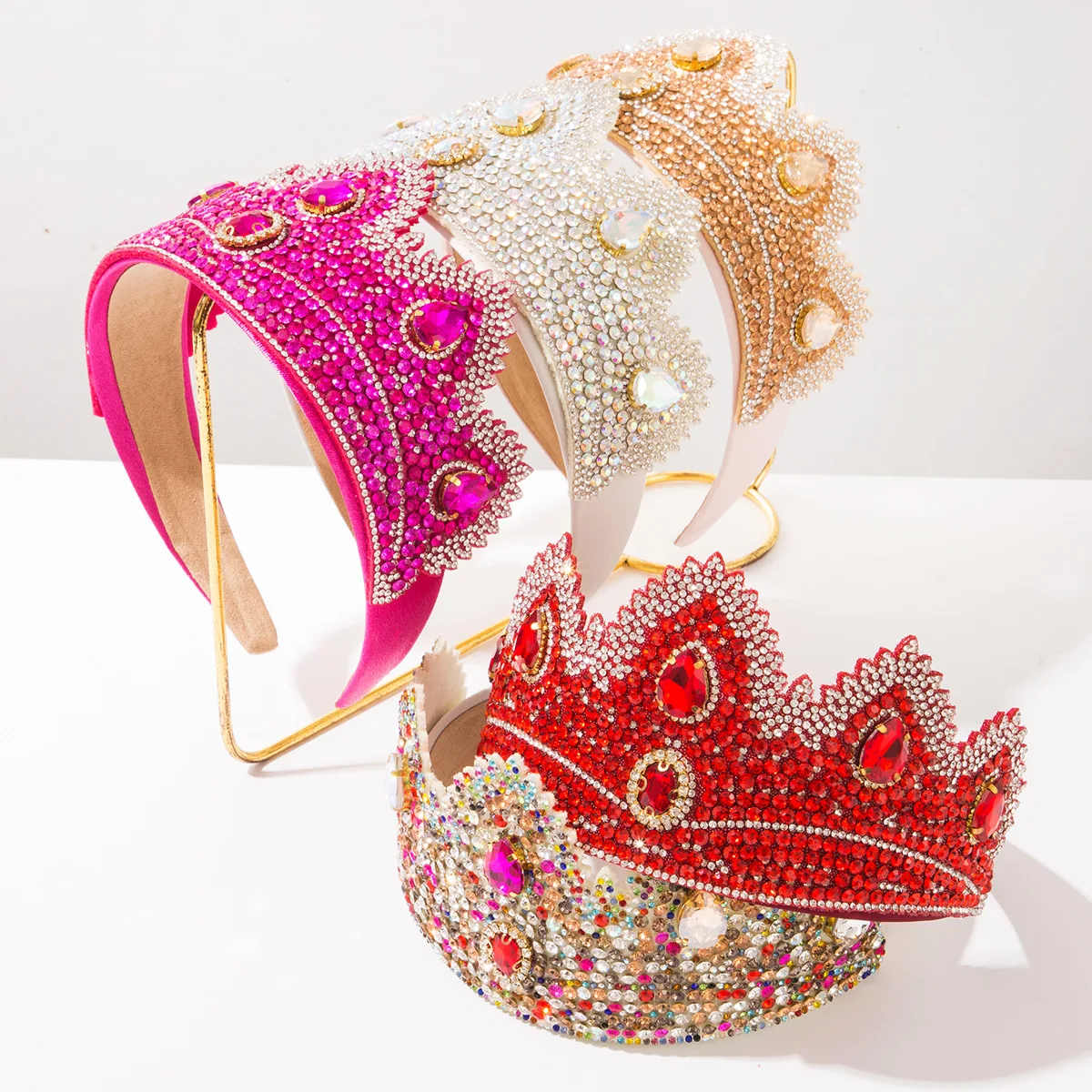 Ytterbium Sen headband new full diamond crown heavy industry inlaid with drill hoop women's high-end shiny wedding engagement ha