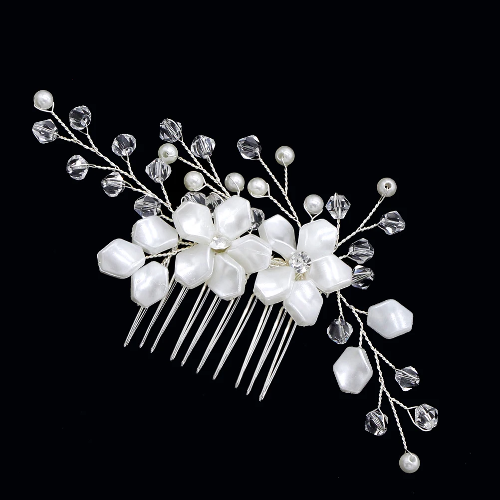 

Pearl Rhinestone Comb Wedding Bridal Headdress Tiara Bride Insert Comb Flower Bride Insert Headpiece Beautiful Accessories