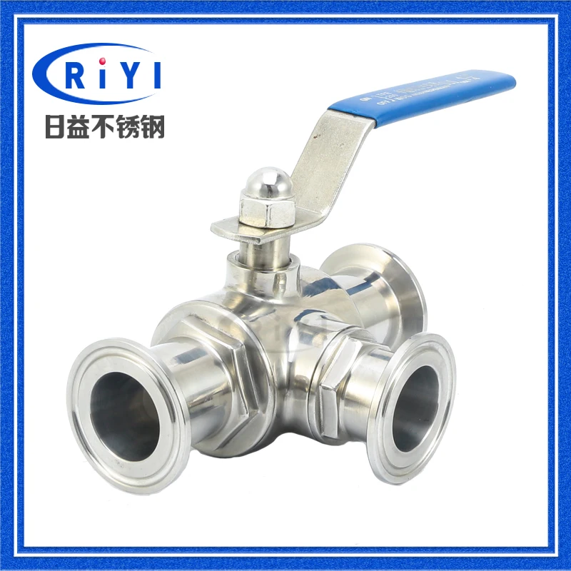 T-shaped mirror hygiene grade food stainless steel quick loading three-way ball valve clamp quick opening
