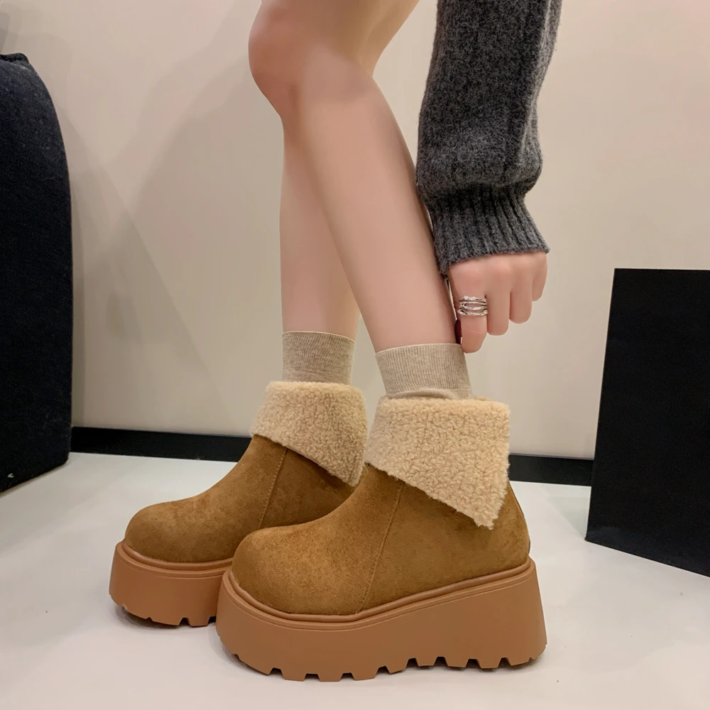 

Thick Bottomed Fleece Lined Women's Snow Boots Heightening Winter Warm Cotton Shoes Northeast White New Style 2025