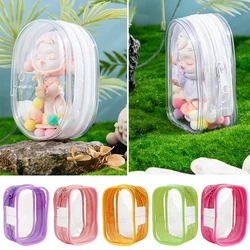 Bolsa de muñeca de felpa con cremalleras dobles, bolsa de exhibición transparente de algodón de PVC, estuche de almacenamiento transparente para muñecas de dibujos animados de Anime