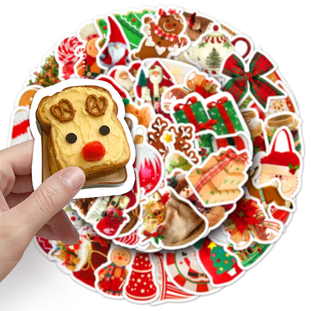 10/30/50pcs Merry Christmas Cartoon Stickers Deer Santa Snowman Decals Decoration DIY Skateboard Phone Suitcase Bike Gift Toys