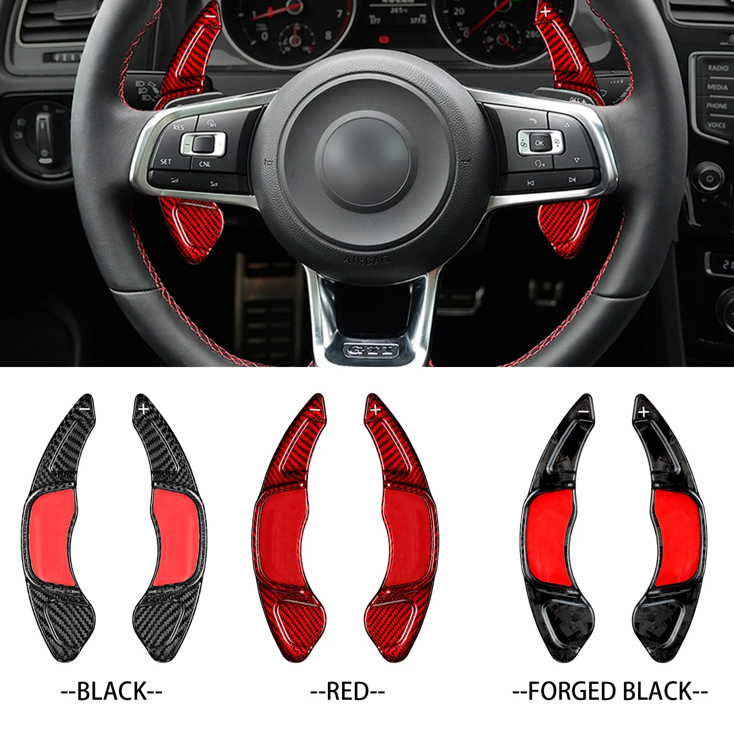 

Real Carbon Fiber Steering Wheel Shift Paddle for Volkswagen GTI Golf 7 MK7 Scirocco Polo VW Paddle Extended Shifter Trim Cover