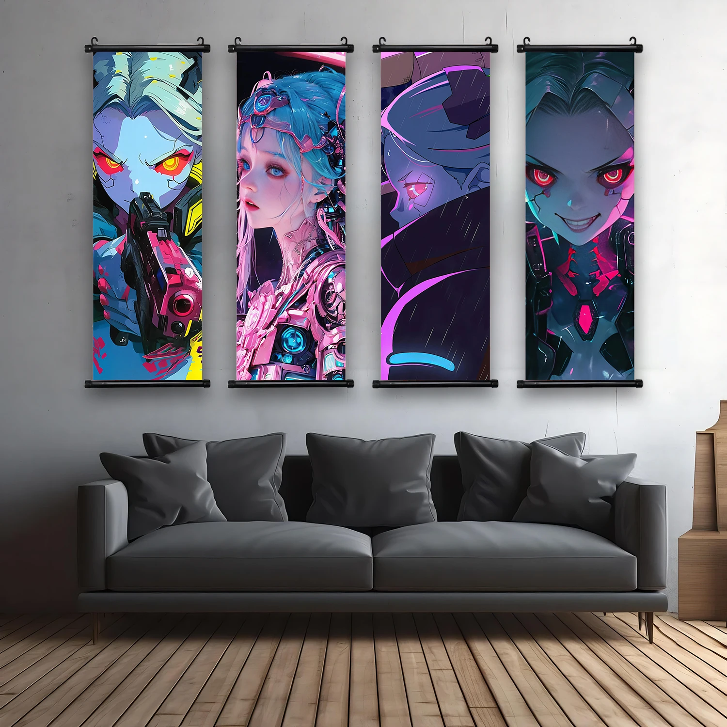 Cyberpunk Hanging Scroll Poster Home Decoration Art GiftLucy Movie Wallpaper Comic Wall Artwork Canvas Painting Picture Print