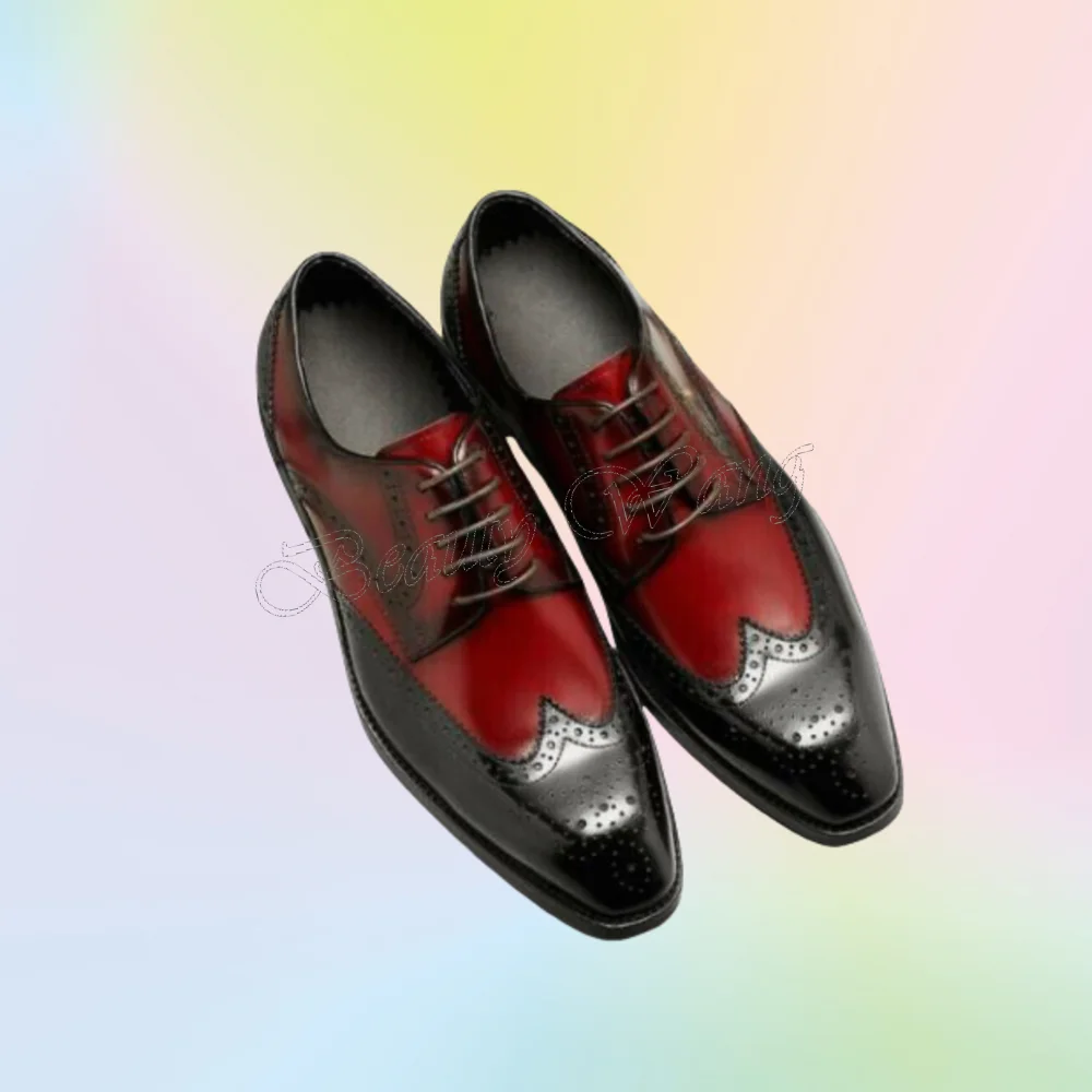 

Black Red Patchwork Mostouch Men Shoes Slip on Soft Pumps Men's Dress Shoes Gentlemen Party Shoes Big Size 47 Sprig Autumn