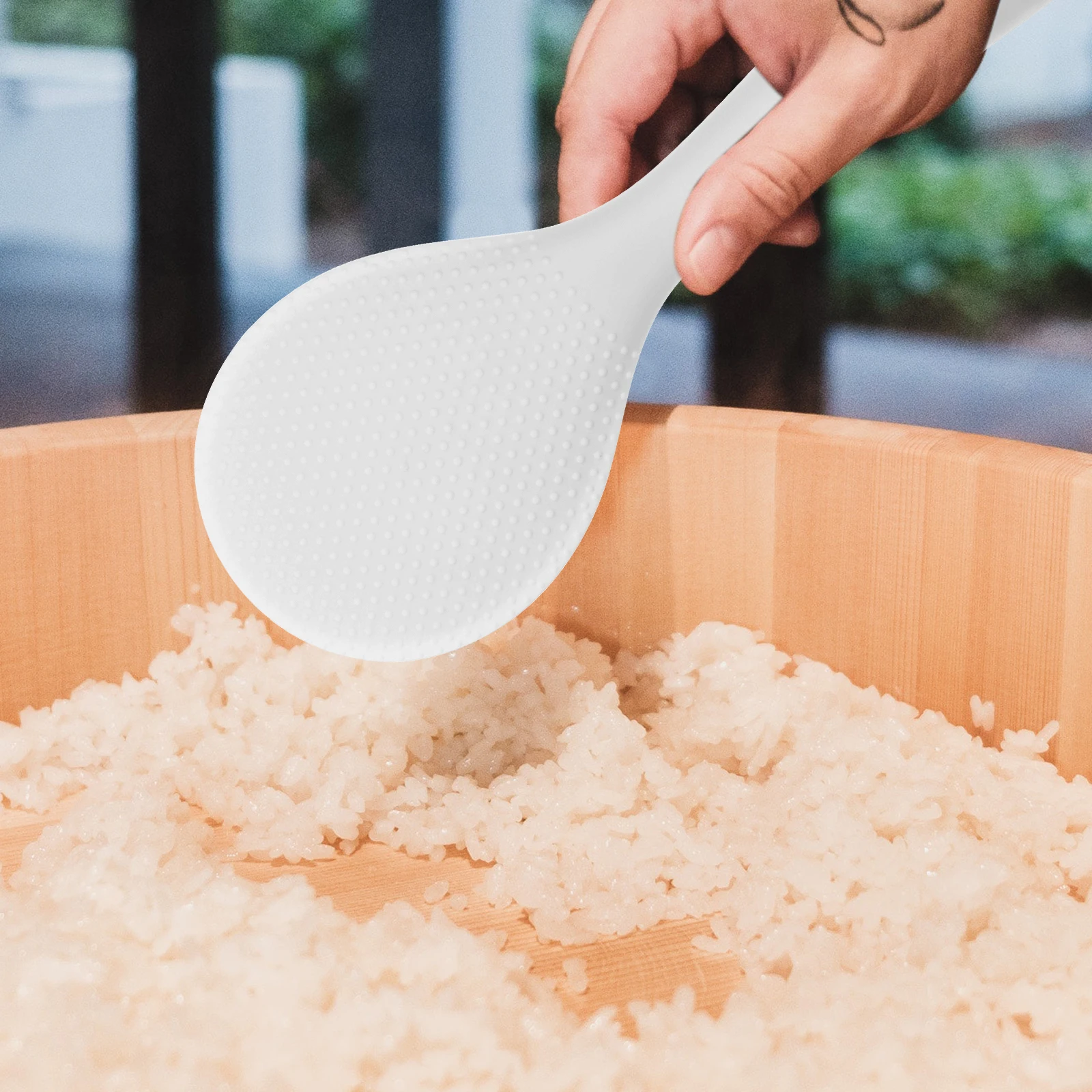 

Spoon Silicone Rice Kitchen Utensils Scoop Cooking Standing Self-standing White