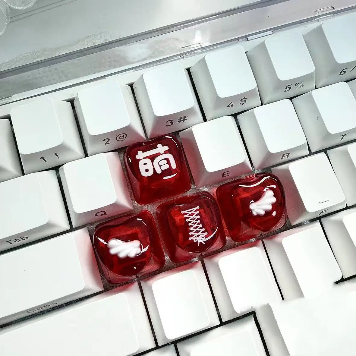 Translucent Heart Keycaps Cute Sweet Winged Personalized Keycaps Arrow Key Red Heart Magnetic Switch Adorable Character Keycaps
