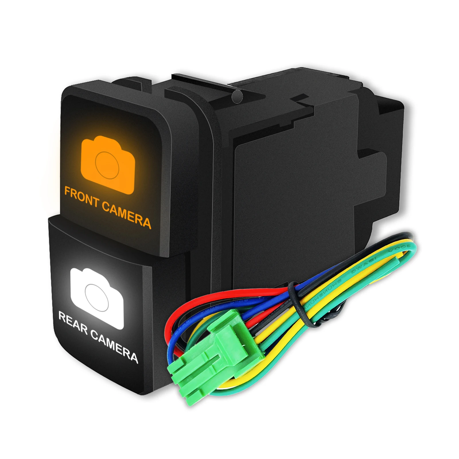

Orange White Led Front Rear Camera Dual Car Push Button Switch 12V for Toyota Prado Fortuner FJ Landcruiser RAV4 Corolla Hilux