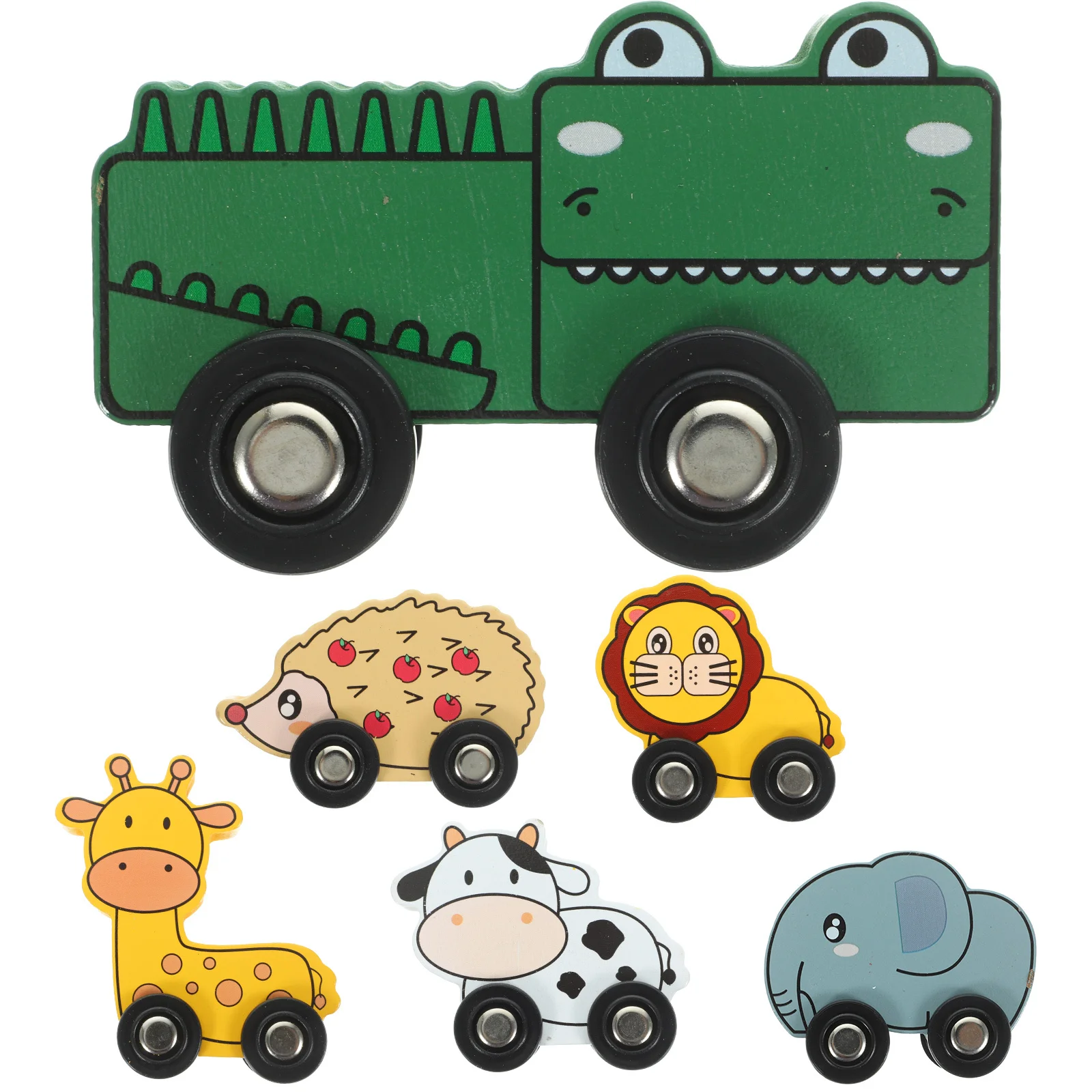 6pcs Wooden Car Animal Shaped Kids Wood Train Sets For Toddlers Early Learning Educational Plaything Kids Train