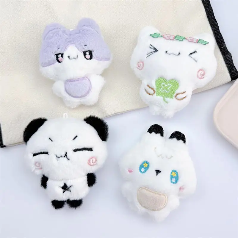 Cartoon Animal Rabbit Panda Plush Pendant Keychain Kawaii Fashion Key Ring For Women Girls Cute Backpack Pendant Accessories