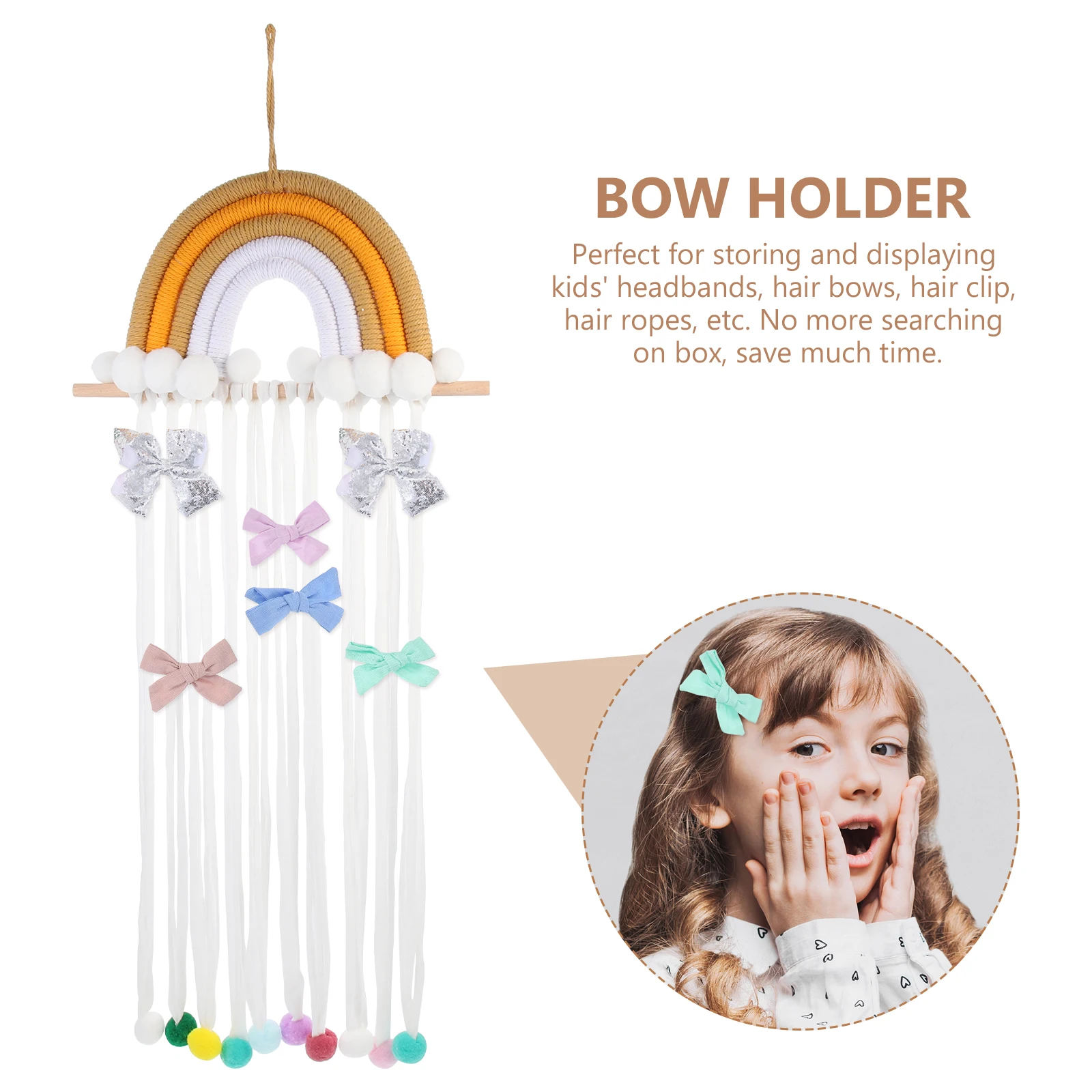 

Girls Rainbow Barrettes Hair Accessories for Clip Holder Wall Tie Organizer Clips