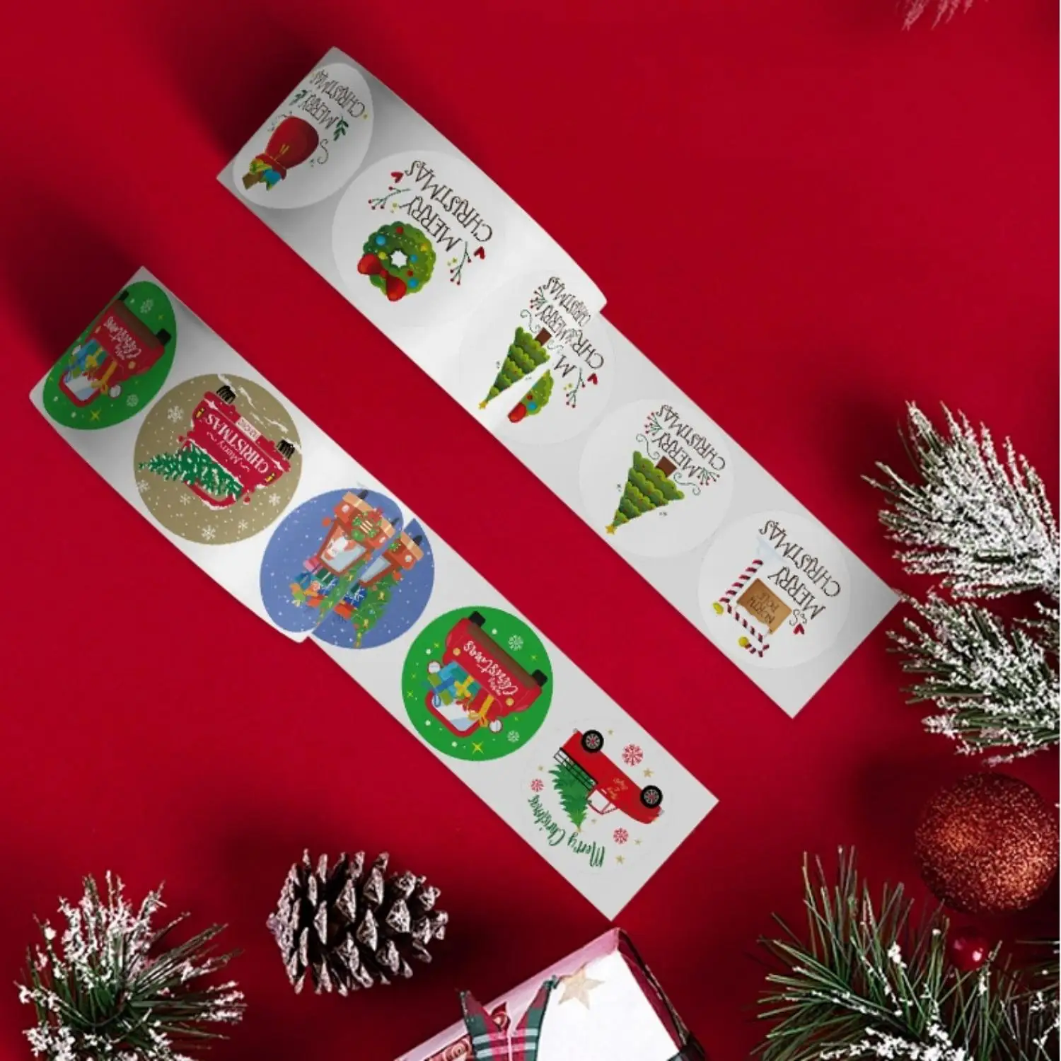 2026 Merry Christmas Round Stickers Xmas Tree Wreath Gift Bag North Pole Sealing Labels Self Adhesive Gift Wrap Stickers Holiday Envelope Decor Tags for Xmas Party Packaging Supplies view 3