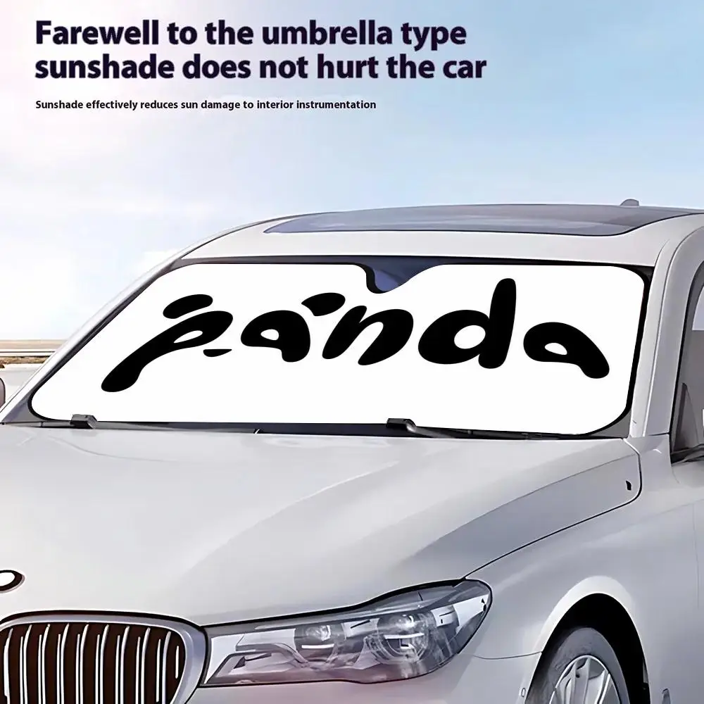 Chibi Cartoon Panda Bears Sun Visor Retractable Car Sun Visor Anti-Glare UV Protection Front Window Sunshade