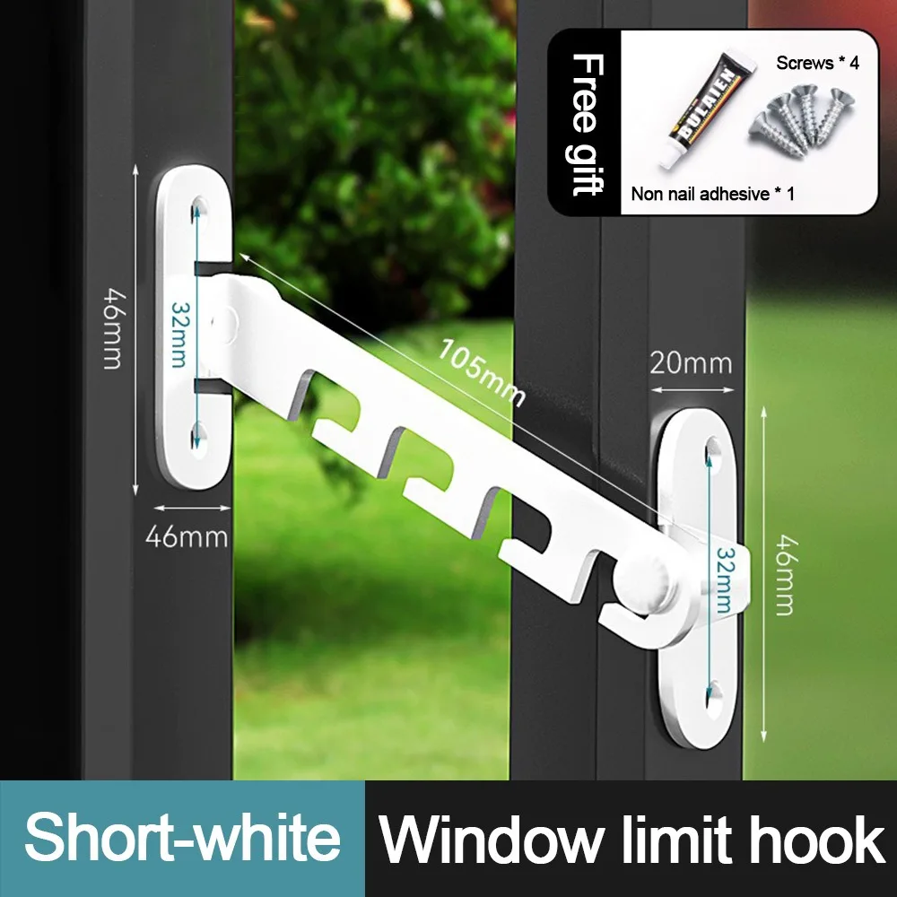 

Metal Window Blocking Lock Adjustable Windproof Window Limiter Blocker Security Protection Fixator Window Position Stopper