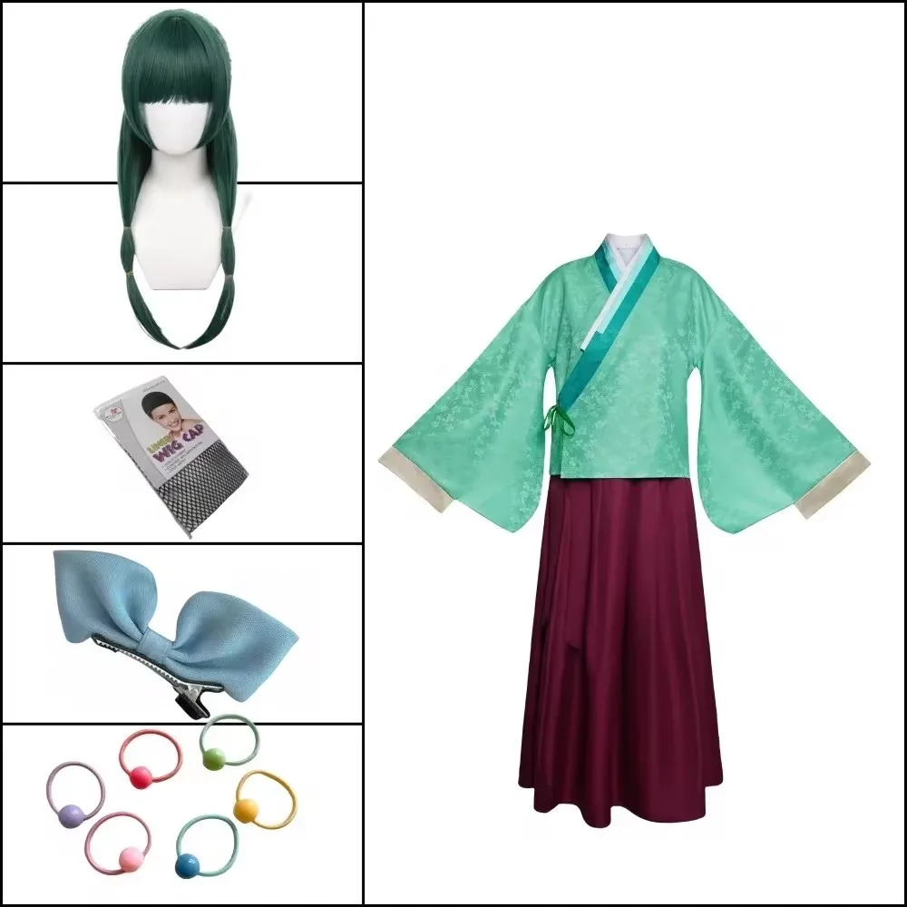 Anime The Apothecary Diaries Maomao Be A Flower Cosplay Costume Wig Green Top Hairpin Kusuriya No Hitorigoto Suit